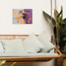 Abstract - Vrouw - Bloemenkroon - Goud tuinposter los doek klein -sfeer7