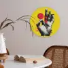 Hand - Rode cirkel - Geel Akoestische PET Vilt - Rond klein -sfeer3