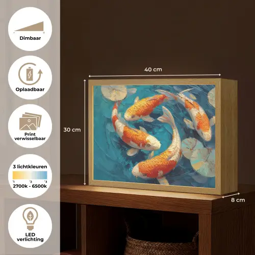 Vissen - Waterlelies - Oranje - Water Light Box met batterij (Wandlamp) middel -USP_websiteoverzichtNL