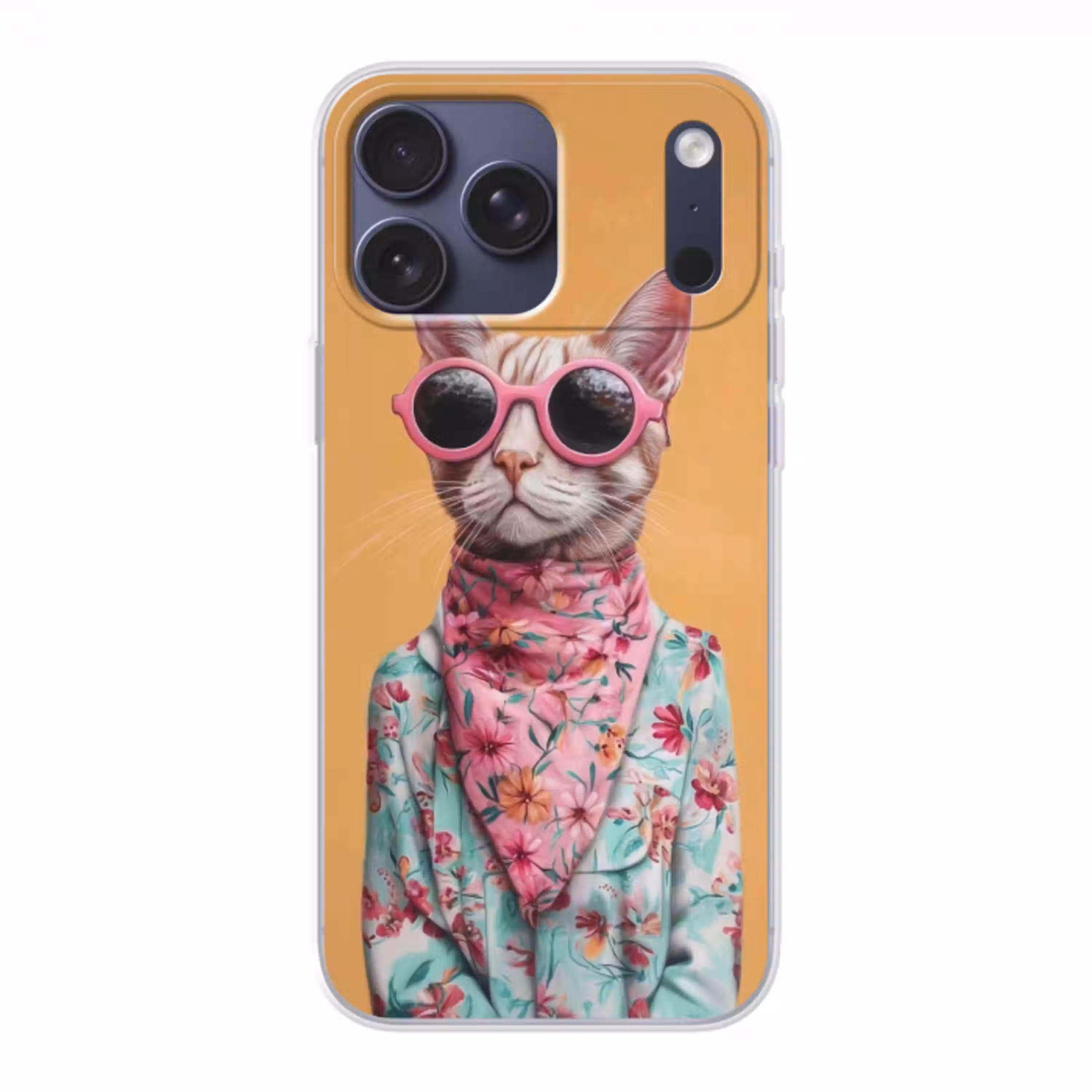 Zonnebril - Kat - Sjaal - Bloemen Telefoonhoesje iPhone 17 Pro Max klein -3d