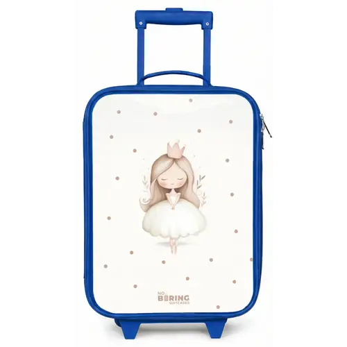 Ballerina prinses tussen beige stippen Kinderkoffer - Blauw klein -zz3dotto