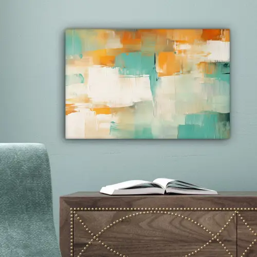 Kunst - Abstract - Blauw - Wit canvas 2cm klein -sfeer4