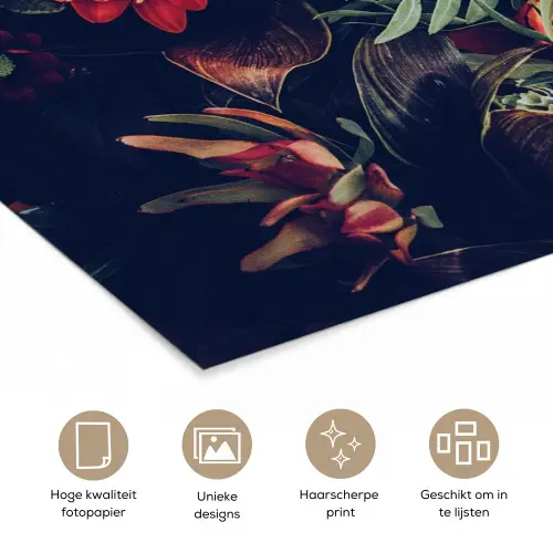 Boeket - Stilleven - Bloemen - Planten - Rood poster papier klein -closeup_NL