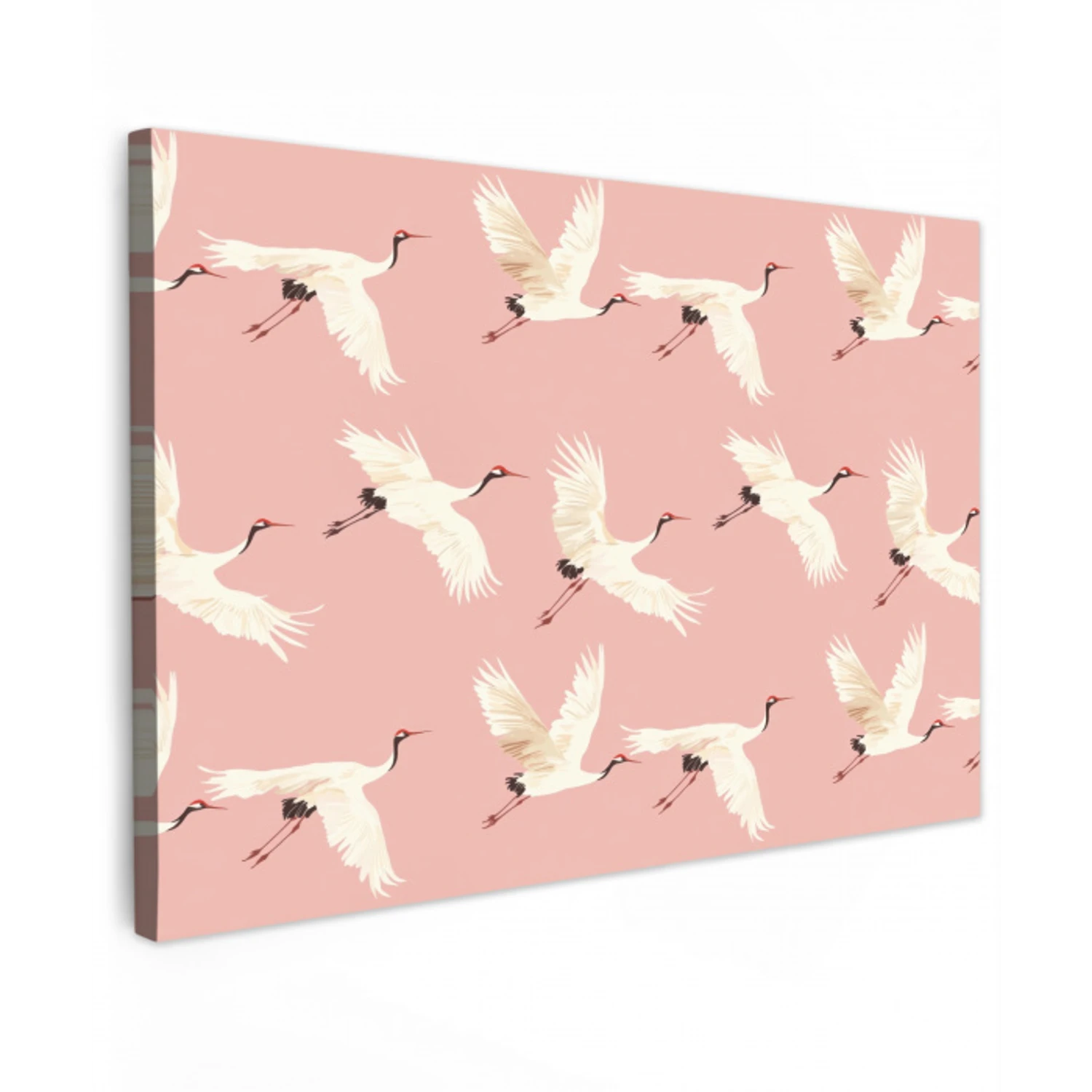Modern - Kraanvogels - Roze Tuinposter op houten frame 2 cm dik klein 845 -3d