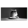 Langharige kat - Zonnebril - Spaghetti - Humor - Zwart - wit Muismat XXL klein -3d_leeg