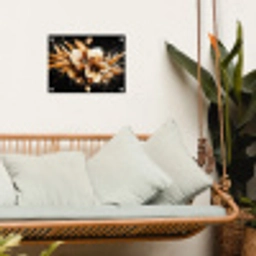 Bloemen - Goud - Graffiti - Zwart - Abstract tuinposter los doek klein -sfeer7