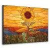 Zonnebloem - Mozaïek - Zonsondergang - Geel Textielframe zwart klein -3d