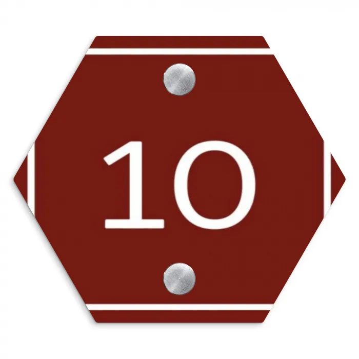 Rood - Kader - Regulier Naambord Hexagon klein -3d