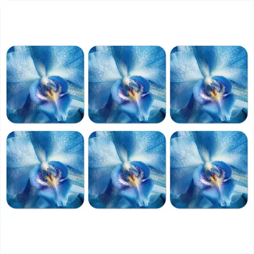 Blauw - Orchidee - Elegeant onderzetter kurk middel -3d