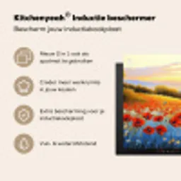 Klaproos - Bloemenveld - Kleurrijk Inductie beschermer vinyl 3mm middel -zzzzzzusp-haakje_NL