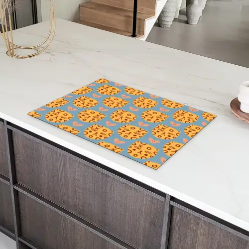 Kattenkoppen - Cirkels - Hartjes - Blauw Inductie beschermer vinyl 3mm klein 276 -sfeer8