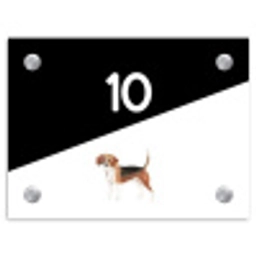 Zwart wit - Huisdier - Beagle Naambord Rechthoek middel -3d