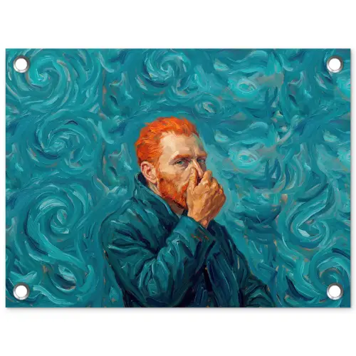 Portret - Klassiek - Blauw tuinposter los doek klein -3d