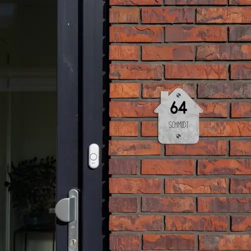 Grijs botanisch patroon - Modern Naambord Huisje klein -sfeer2