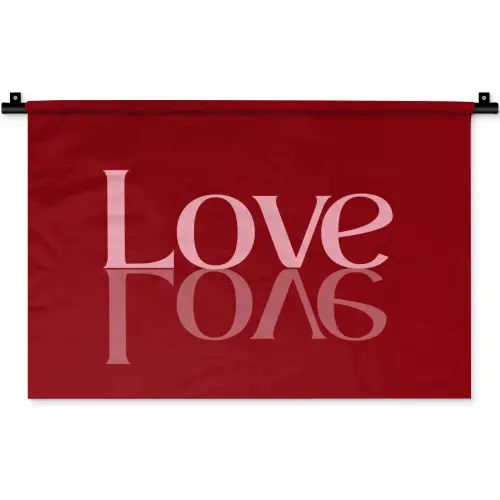 Love - Spiegeling - Rood Wandkleed katoen klein -zz3d