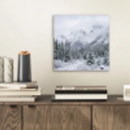 Weg - Bergen - Sneeuw - Naaldbos - Avontuurlijk aluminium wit klein -sfeer1