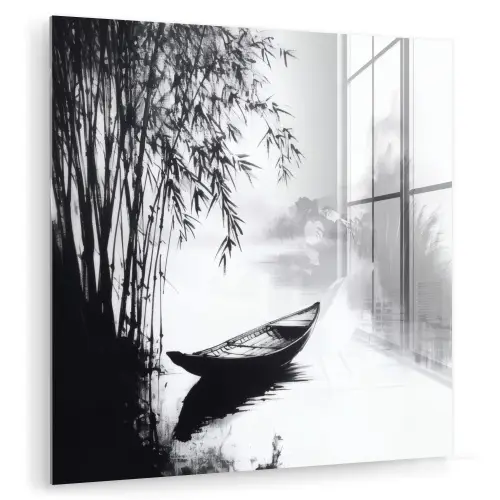 Boot - Rivier - Bamboe - Wit plexiglas 5mm klein -zzzproduct_nieuw