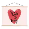 Hart - Rood - Valentijn textielposter latten blank klein -3d