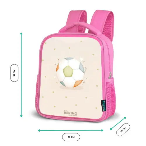 Voetbal in beige pastel kleuren Kinderrugzak - Roze middel -productfoto_formaten