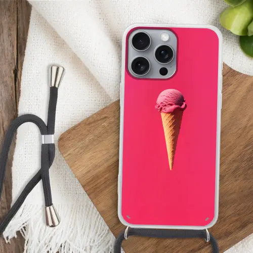 Schepijs - Roze - Hoorntje Hoesje iPhone 16 Pro Max met koord klein -sfeer4