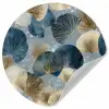 Bladeren - Abstract - Goud - Blauw Wandcirkel behangsticker klein -3d