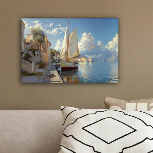 Zeilschip - Huizen - Kade - Zee canvas 2cm klein -sfeer3