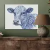 Illustratie - Koe - Blauw PET vilt klein -sfeer2