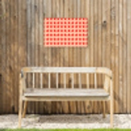Patroon - Sterren - Rood Tuinposter op houten frame 2 cm dik klein 845 -sfeer4