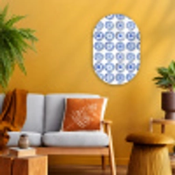 Borden - Bloemen - Patroon - Blauw Wandcirkel Ovaal Forex klein 630 -sfeer4