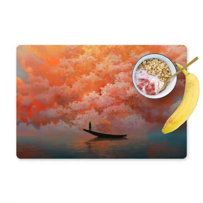 Placemat - 6 stuks - Zee - Boot - Wolken - Oranje