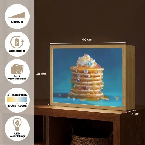 Pannenkoeken - Steentjes - Glitter - Slagroom Light Box met batterij (Wandlamp) middel -USP_websiteoverzichtNL