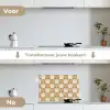 Olijfgroen - Hartjes - Patroon - Retro keuken achterwand spatscherm klein 900 -voor_na_NL