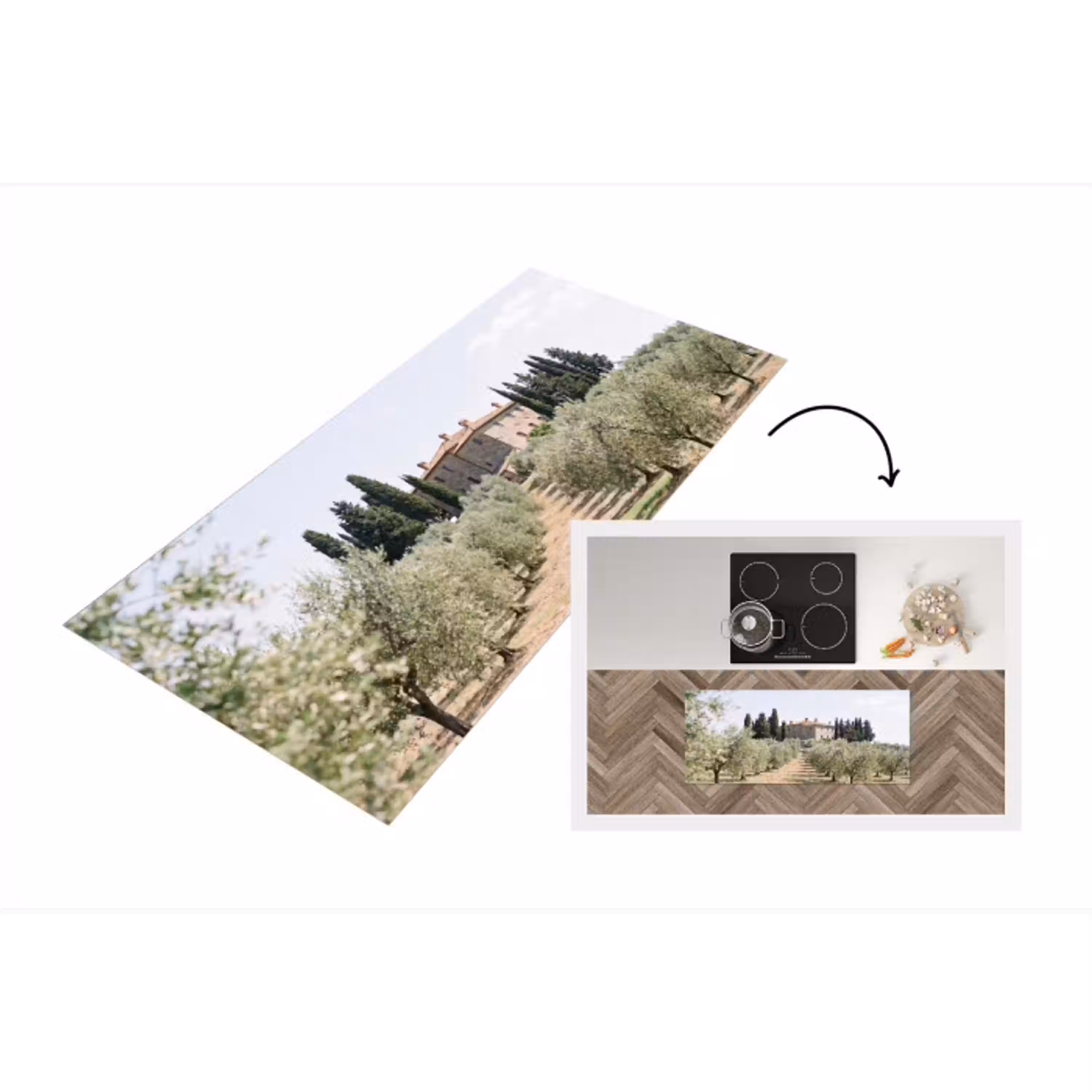Landhuis - olijfboom - gaard Keukenloper - keukenmat middel -3d