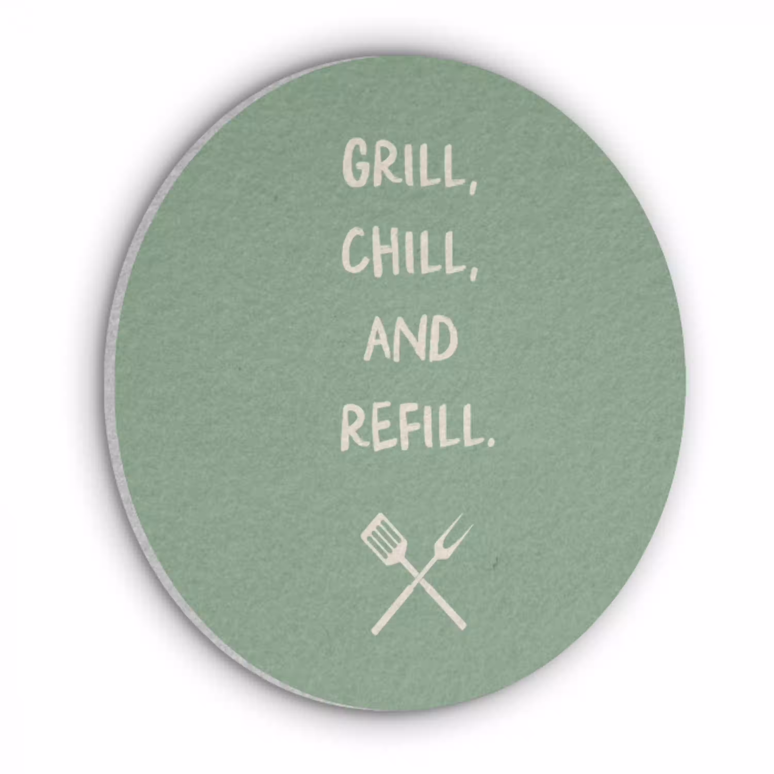Grill - Groen - Zomer - Quote Akoestische PET Vilt - Rond klein -3d