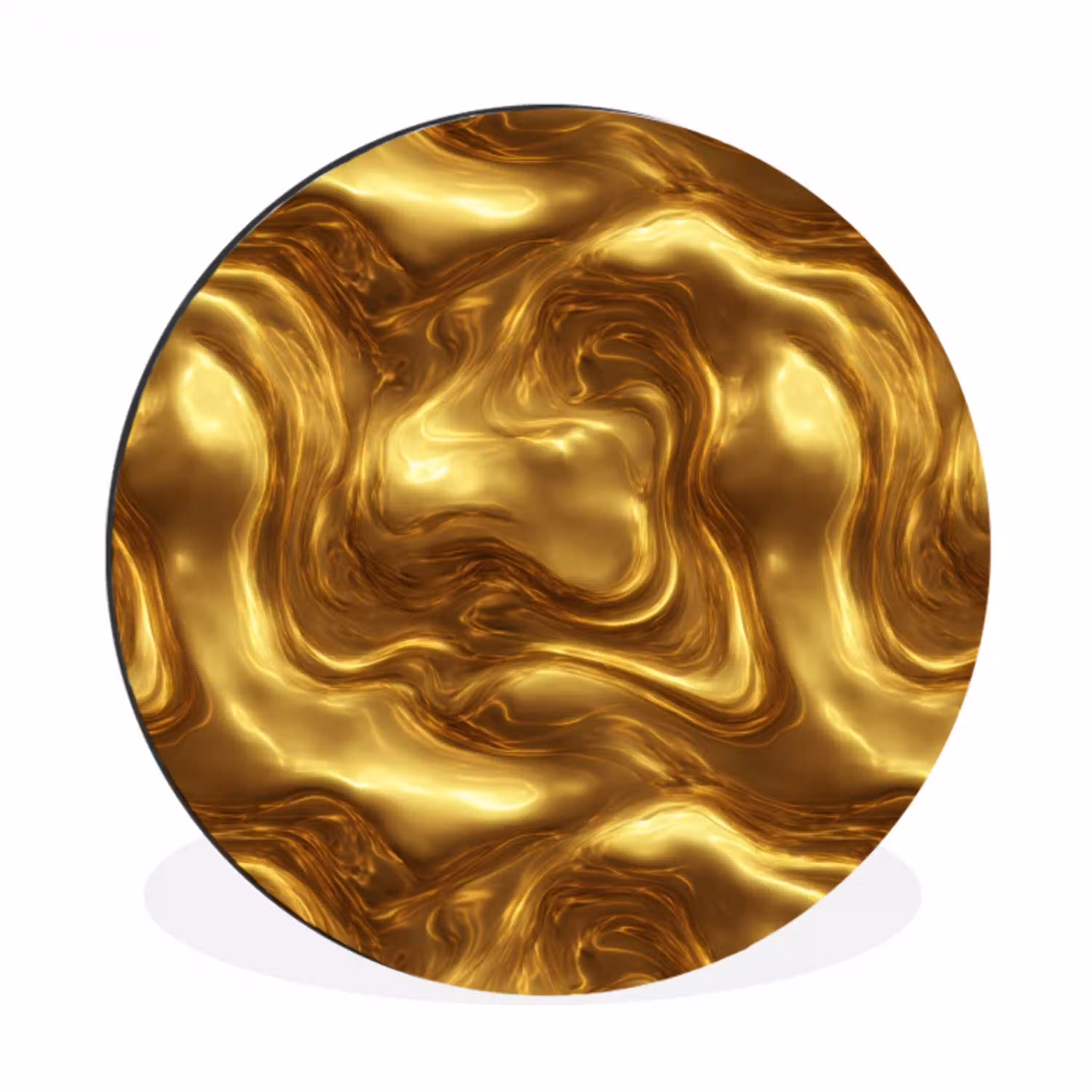 Textuur - Vloeibaar - Organisch - Goud Wandcirkel aluminium klein 190 -3d