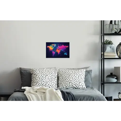 Wereldkaart - Kleurrijk - Graffiti Muursticker klein -slaapkamer