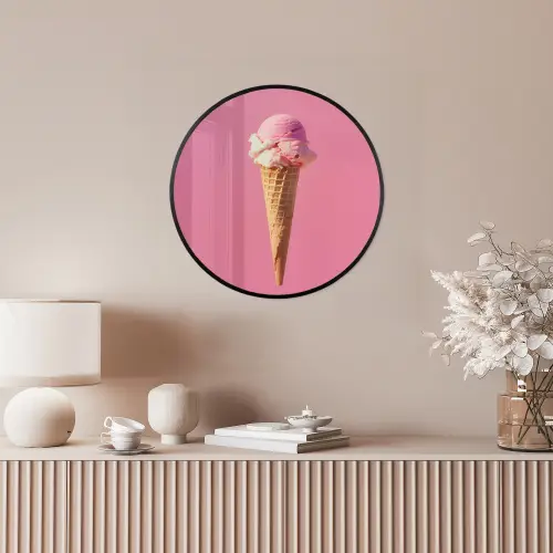 Hoorntje - Schepijs - Roze Fotolijst rond zonder passe partout klein -sfeer3