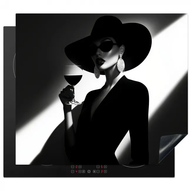 Vrouw - Wijn - Chic Inductie beschermer vinyl 3mm middel -3d