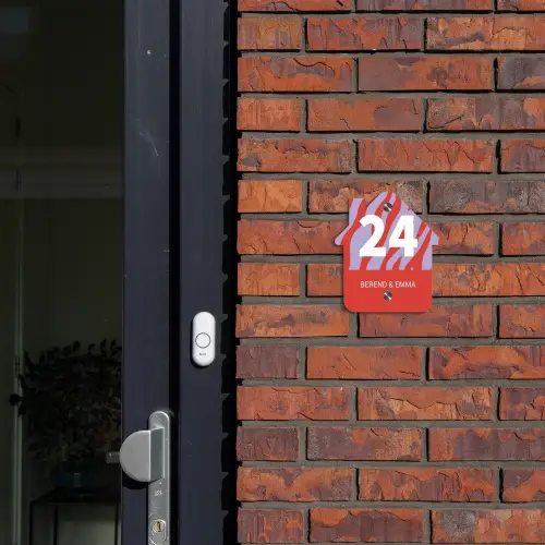 Rood - Paars - Zebra - Klassiek Naambord Huisje klein -sfeer2
