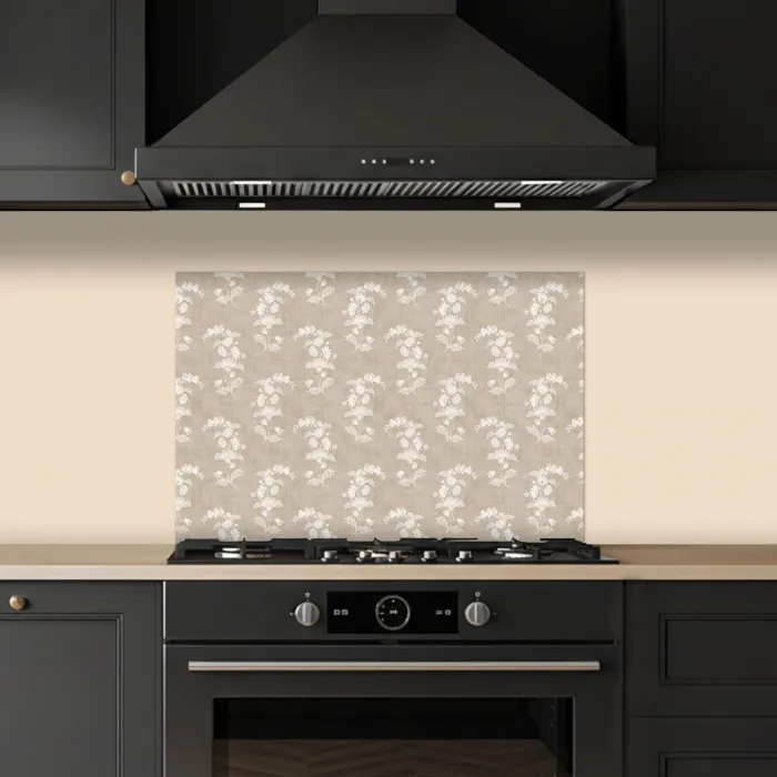 Motief - Beige - Linnen keuken achterwand spatscherm klein 900 -sfeer1