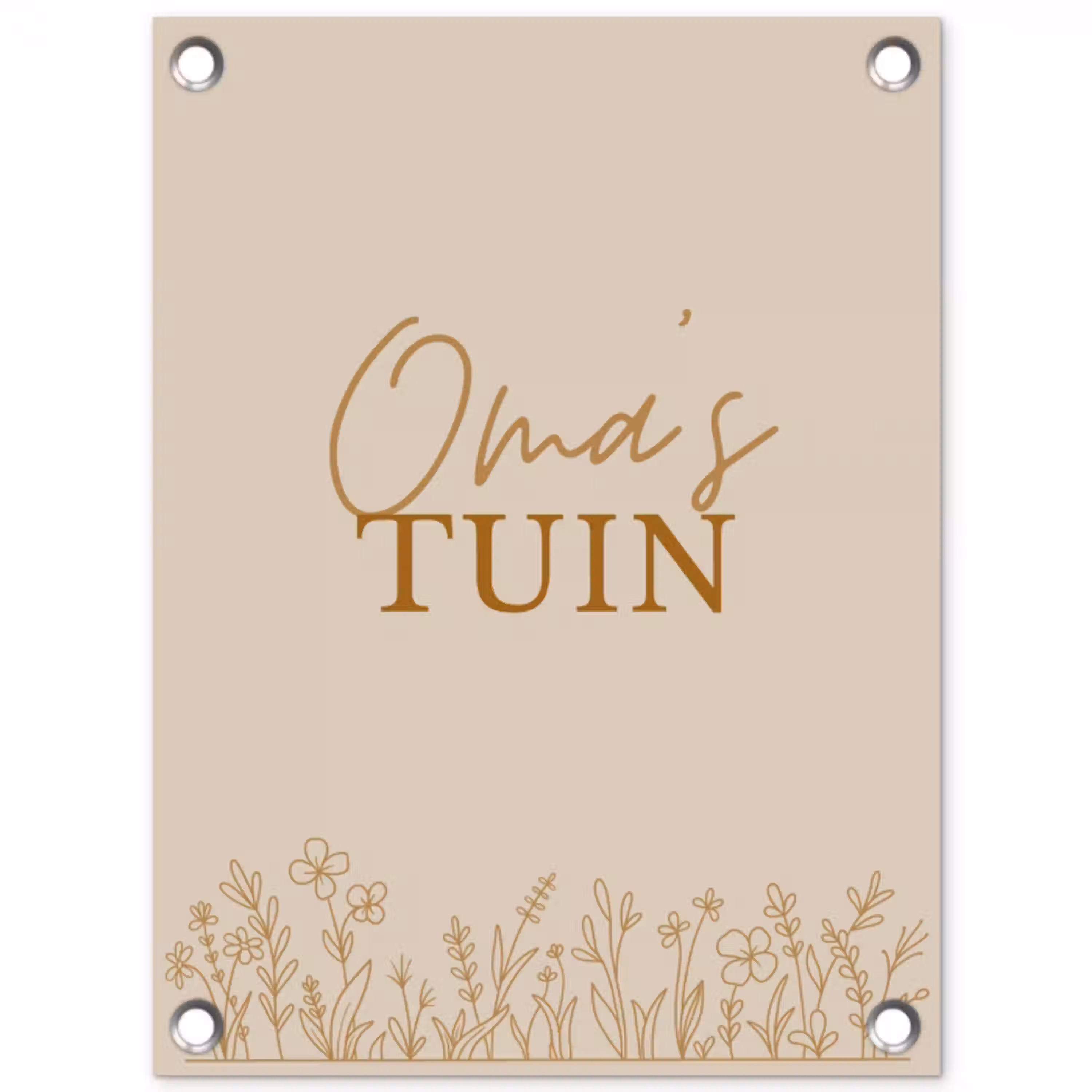 Oma's Tuin met bloemen tuinposter los doek klein -3d