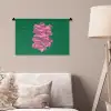 Abstract - Pink - Lijnen - Groen Wandkleed katoen klein -sfeer4