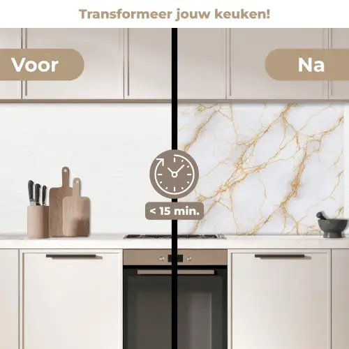 Wit - Goud - Marmer - Aders keuken achterwand 2 middel 871 -voor-na2_NL