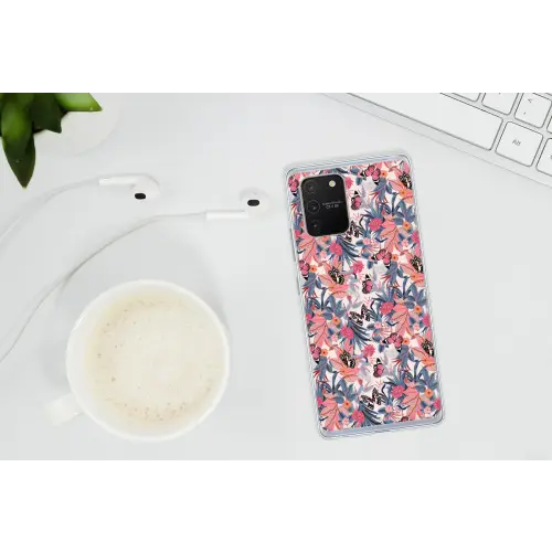 Tropisch - Zomer - Vlinder - Perzik Telefoonhoesje Samsung Galaxy S10 Lite klein 364 -oordopS10Lite