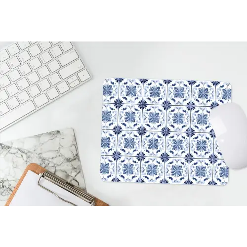 Patroon - Tegel - Blauw muismat rubber klein 262 -witbureau