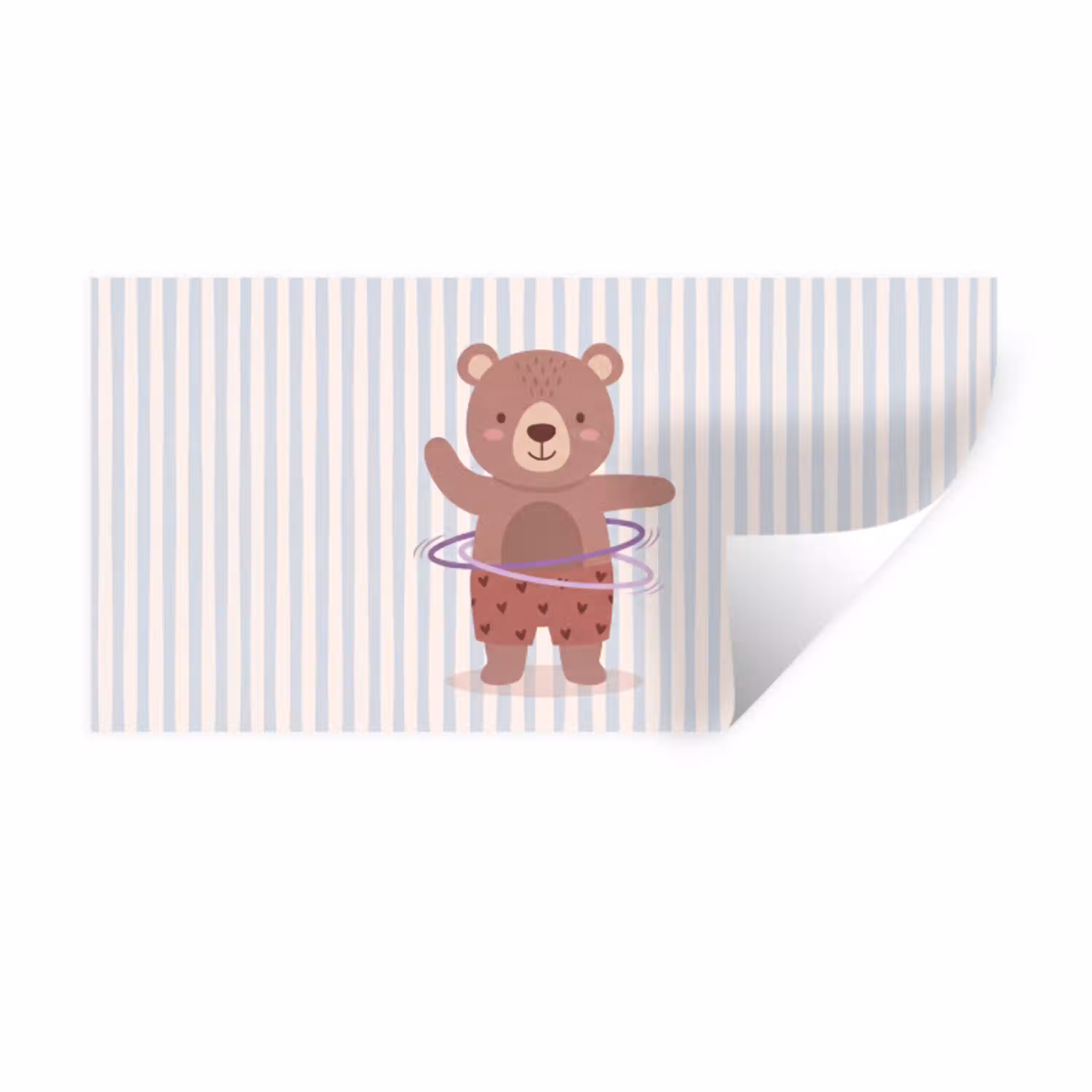 Beer - Hoepel - Kinderkamer - Illustratie - Bruin Muursticker klein -3d