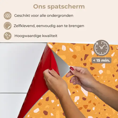Terrazzo -  Patroon - Okergeel keuken achterwand spatscherm klein 900 -spatscherm_NL