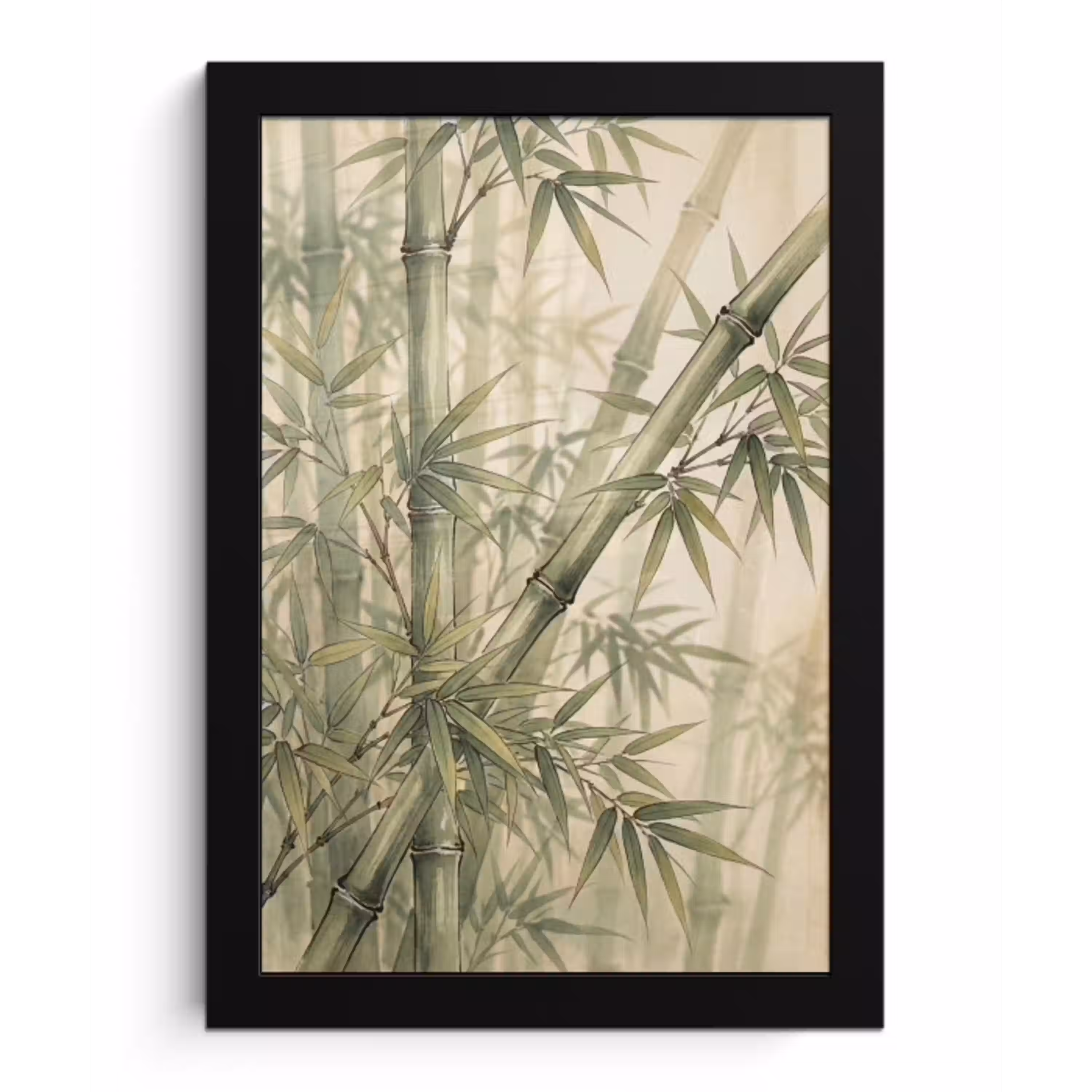 Bamboe - Bladeren - Aziatisch - Groen - Natuur fotolijst zwart zonder passe partout klein -3d