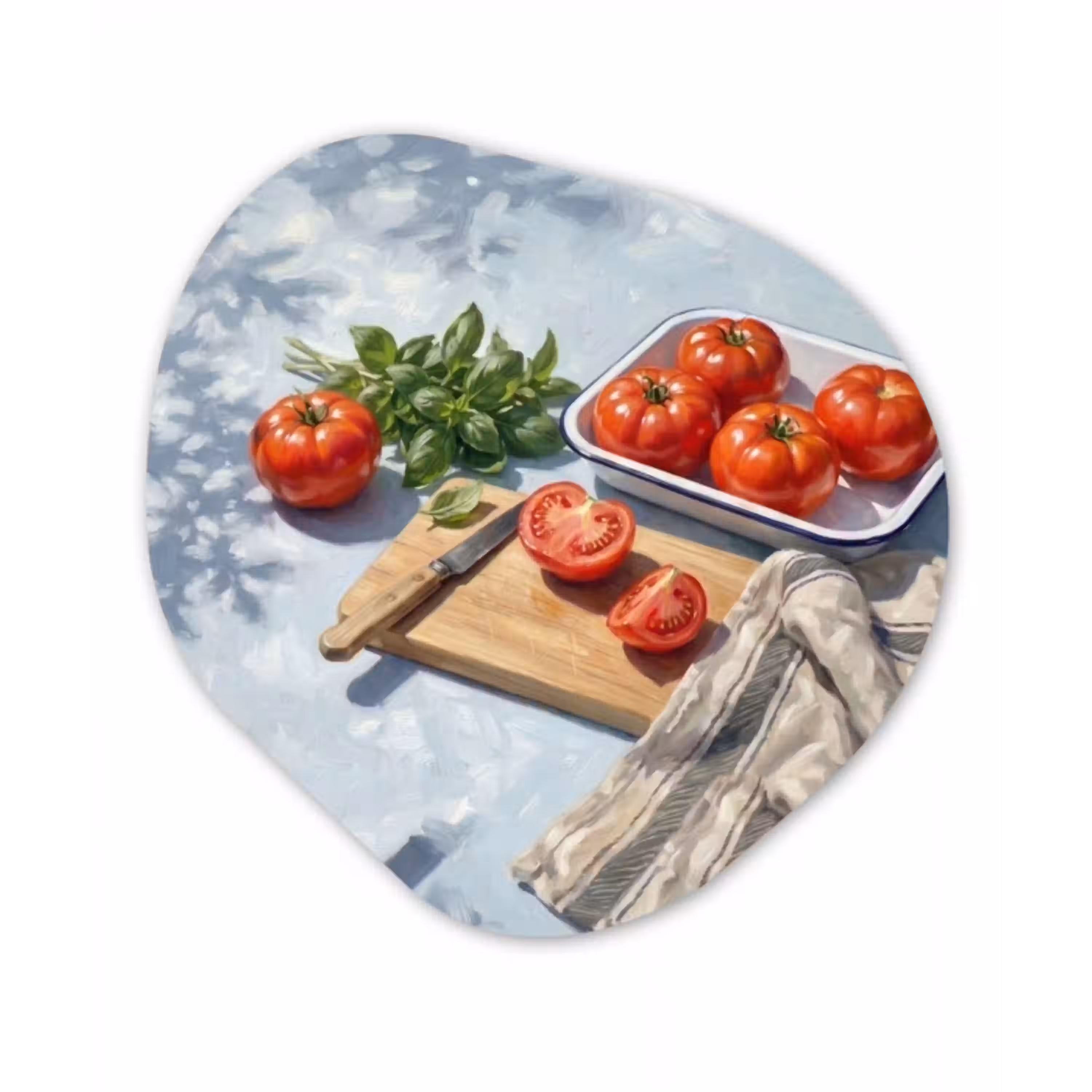 Eten - Keuken - Ingrediënten - Stillleven - Rood Wandcirkel Organisch Aluminium middel -3d
