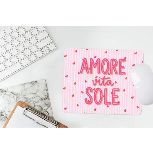 Amore vita sole - Roze - Hartjes muismat rubber klein -witbureau